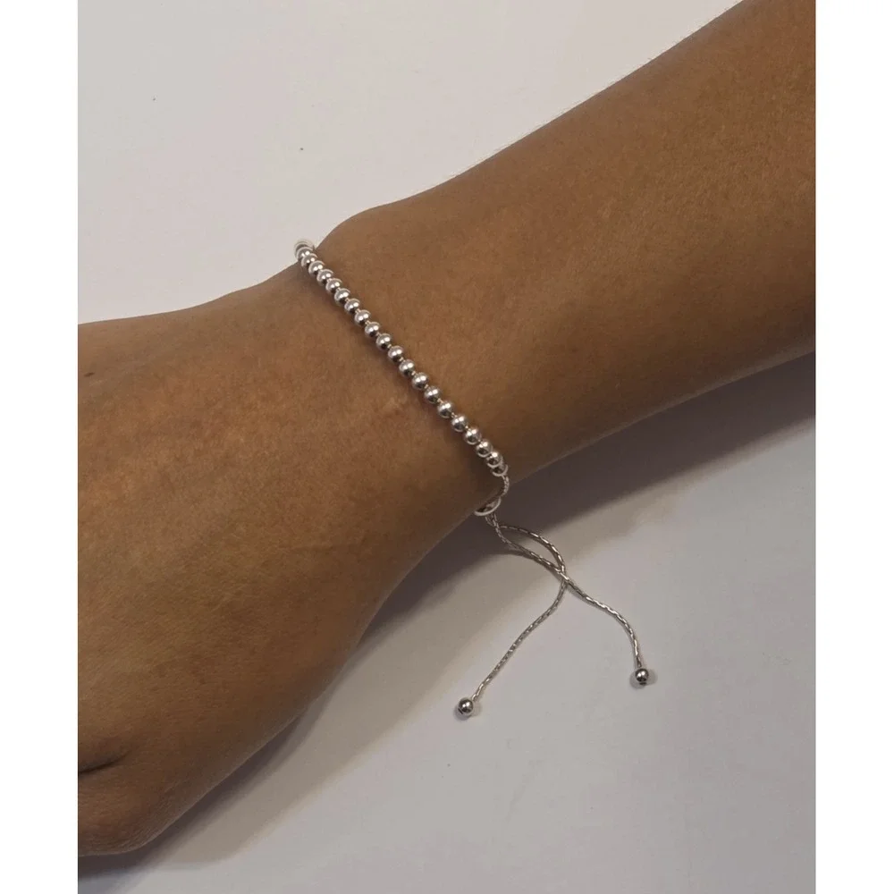 Sterling Silver Ball Bolo Bracelet Adjustable 9.5